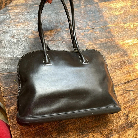 Vintage Dooney and Bourke zip zip satchel black leather Parasole rubber bottom - Picture 5 of 16